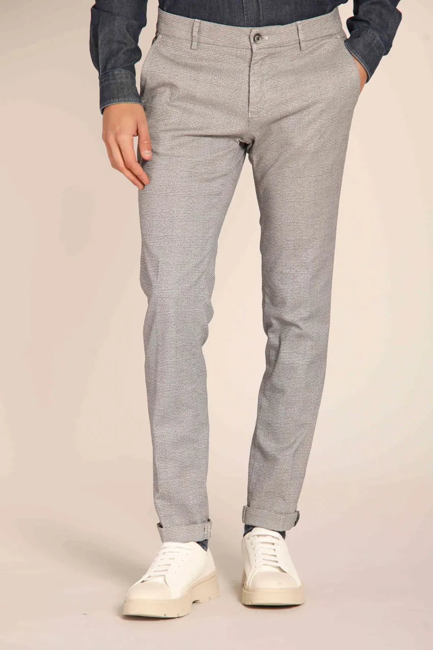 Milano men's chino pants with faded Glen check pattern, extra slim fit sold by Mason's