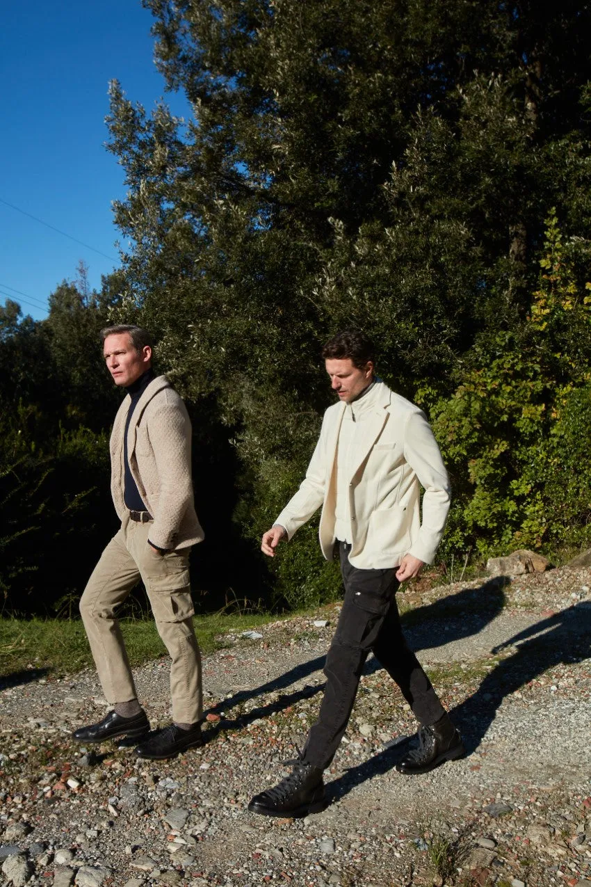 Chile men's cargo pants in gabardine with special washing extra slim fit sold by Mason's