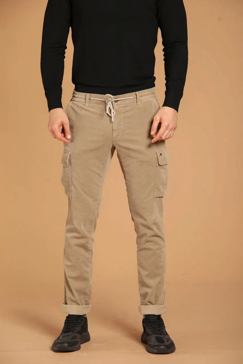 Chile Jogger men's cargo pants in velvet 1500 stripes extra slim fit sold by Mason's