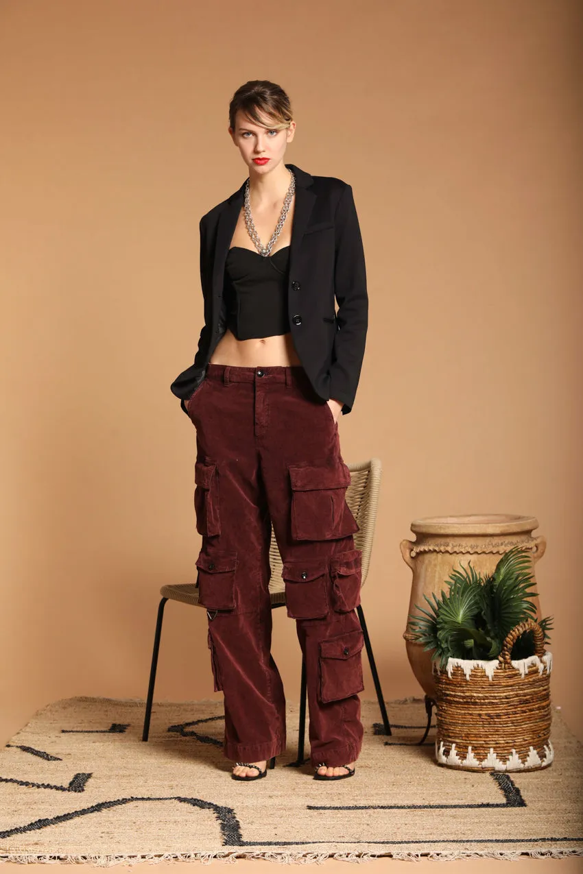New Hunter women's cargo pants in velvet 1000-striped straight fit ① sold by Mason's product image thumbnail 3