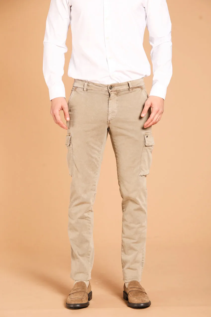 Chile men's cargo pants in gabardine with special washing extra slim fit sold by Mason's