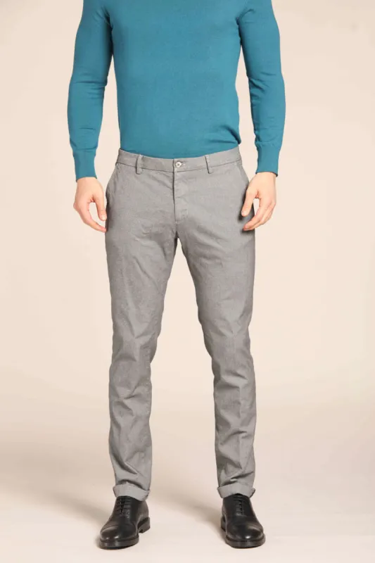 Milano men's chino pants in gabardine stretch with microfantasy extra slim fit  sold by Mason's