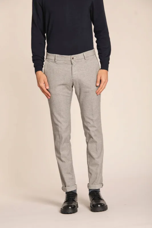 Milano men's chino pants in gabardine stretch with houndstooth motif extra slim fit sold by Mason's