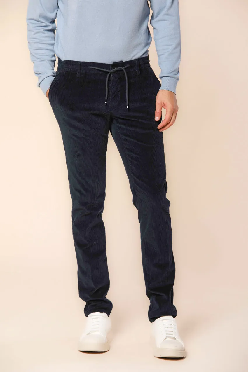 Milano Jogger men's chino pants in velvet 500 stripes extra slim fit sold by Mason's