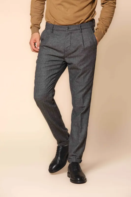 Osaka 1 Pinces men's chino pants in pinstripe flannel carrot fit  sold by Mason's
