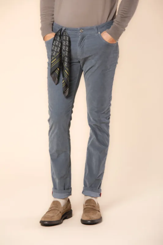 Harris men's pants 5-pocket in velvet 1000 stripes slim fit sold by Mason's