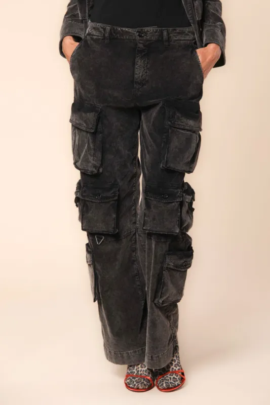 New Hunter women's cargo pants in velvet 1000-striped straight fit ① sold by Mason's