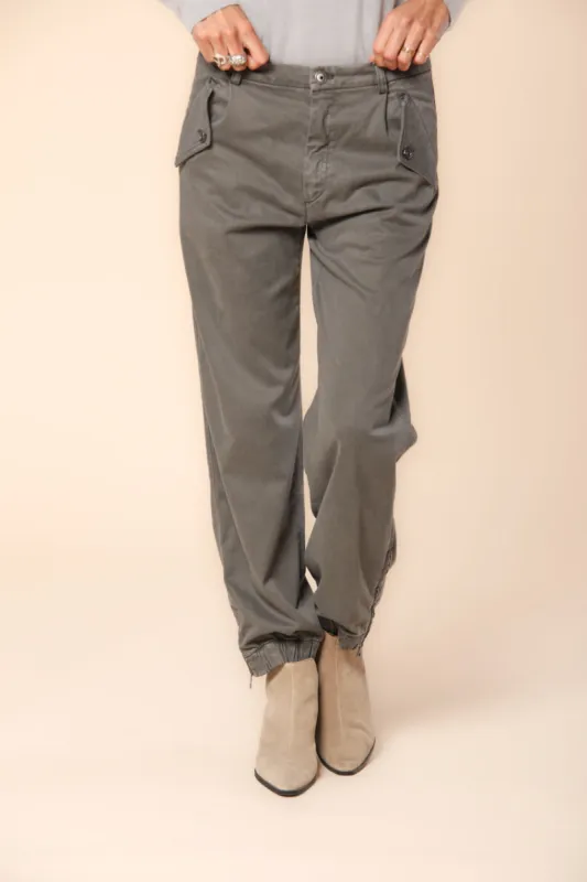 Evita women's cargo pants in satin stretch curvy fit  sold by Mason's
