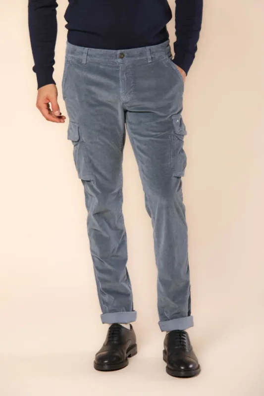 Chile men's cargo pants in velvet 500 stripe extra slim fit sold by Mason's