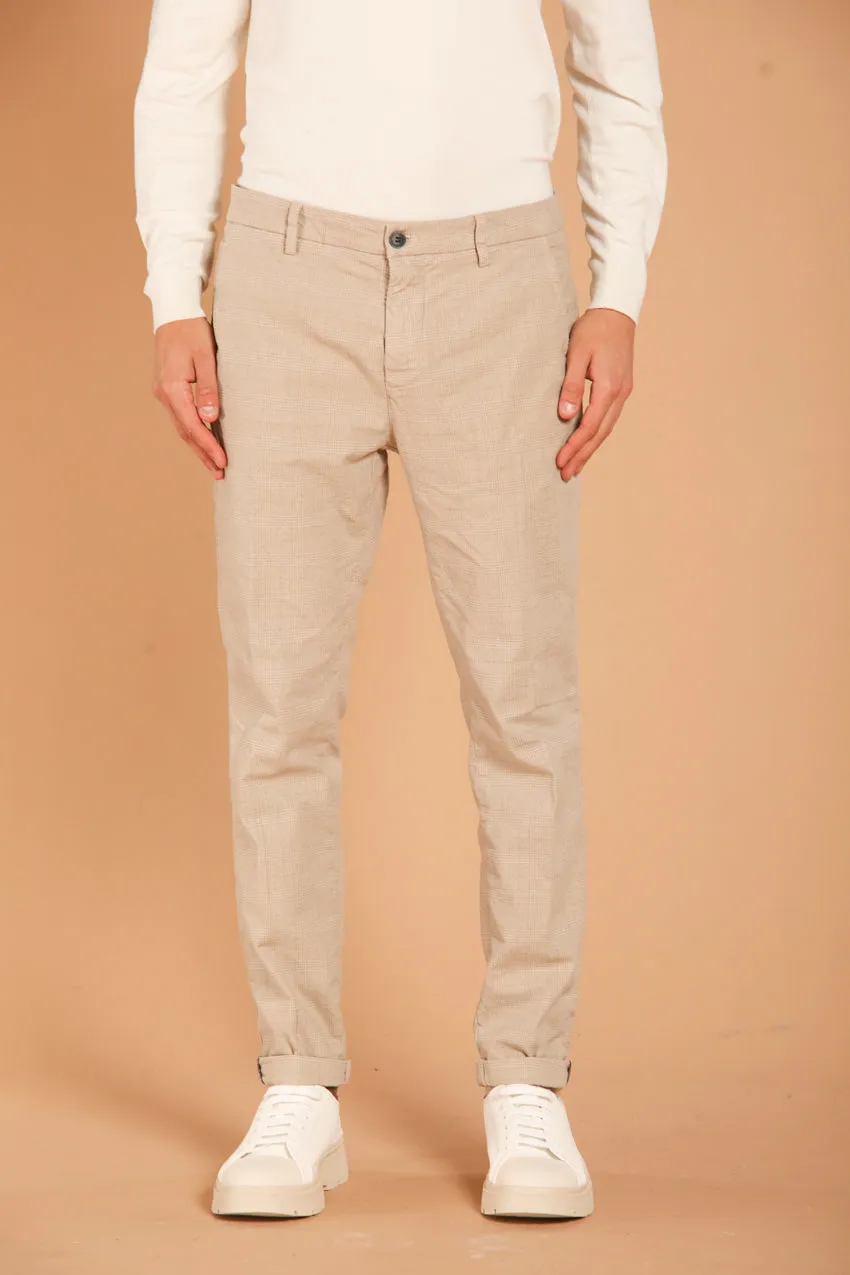 Osaka men's chino pants in cotton with a houndstooth design carrot fit sold by Mason's product image thumbnail 4