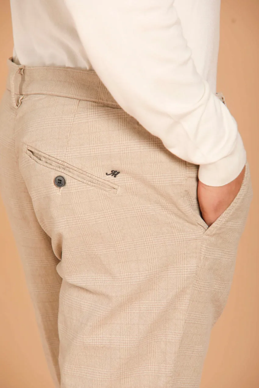 Osaka men's chino pants in cotton with a houndstooth design carrot fit sold by Mason's product image thumbnail 2