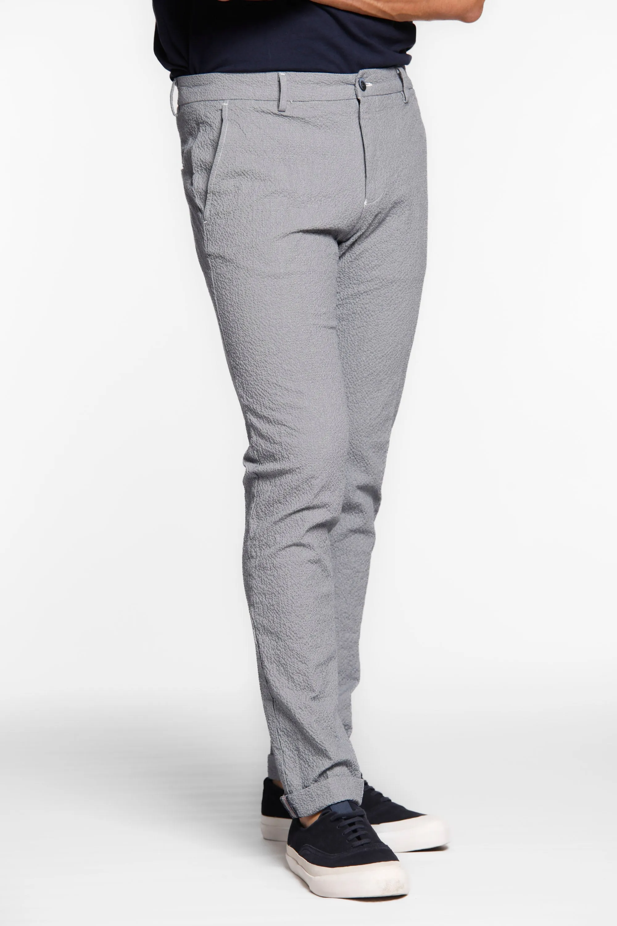 Milano Style man chino pants in seersucker cotton extra slim sold by Mason's