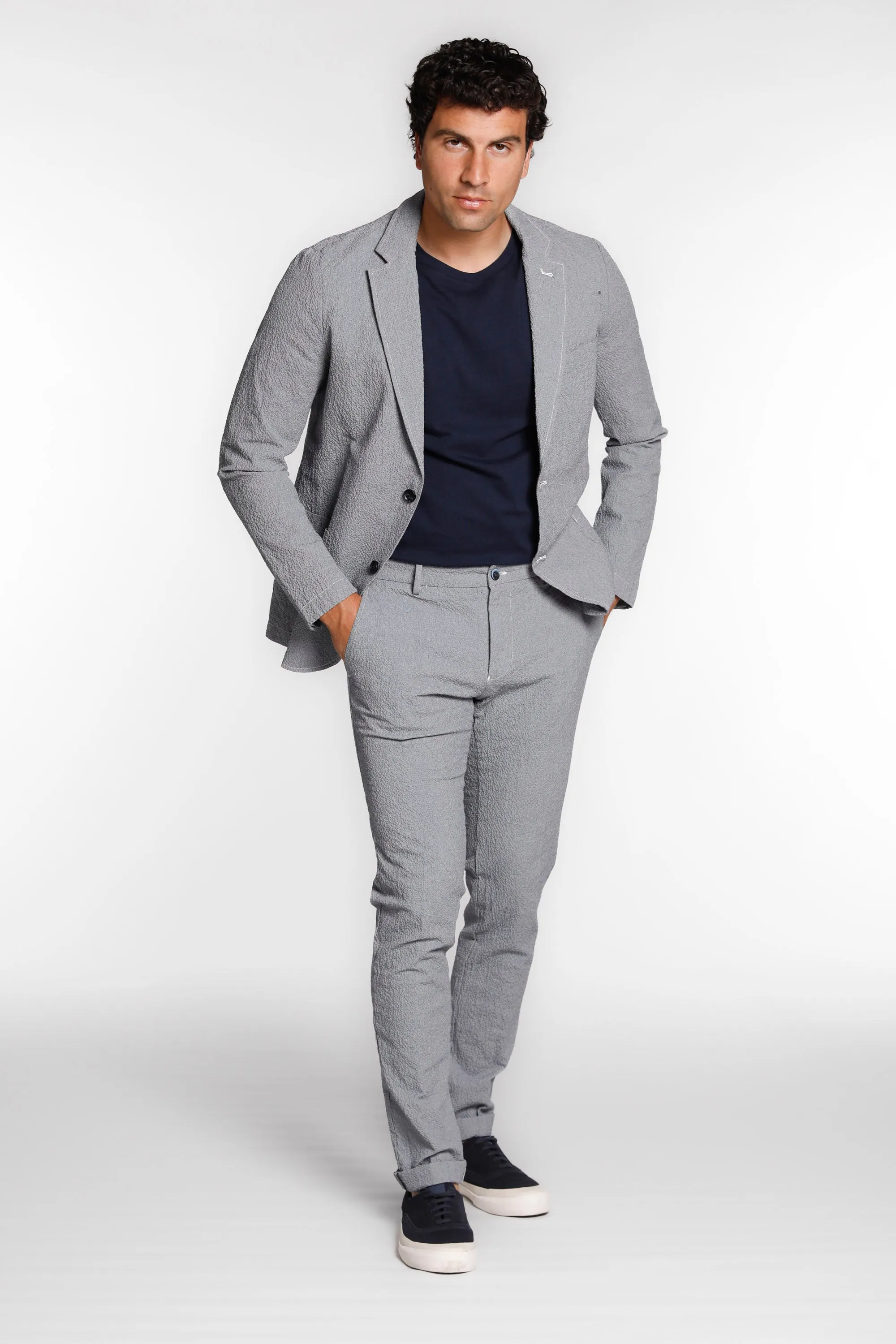 Milano Style man chino pants in seersucker cotton extra slim sold by Mason's product image thumbnail 2