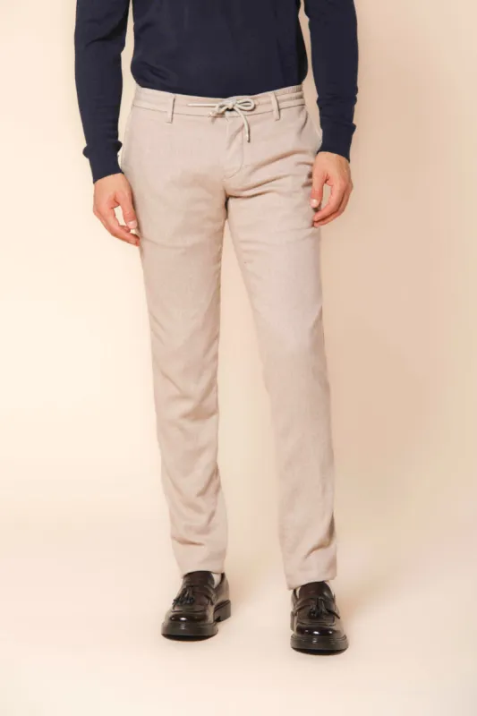Milan Jogger men's chino pants in wool-effect flannel extra slim fit  sold by Mason's