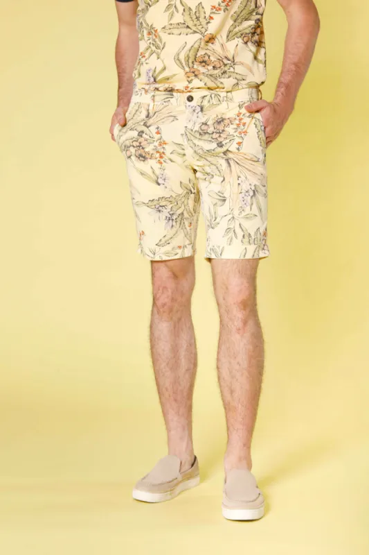 Eisenhower men's chino bermuda in cotton with floreal pattern slim sold by Mason's