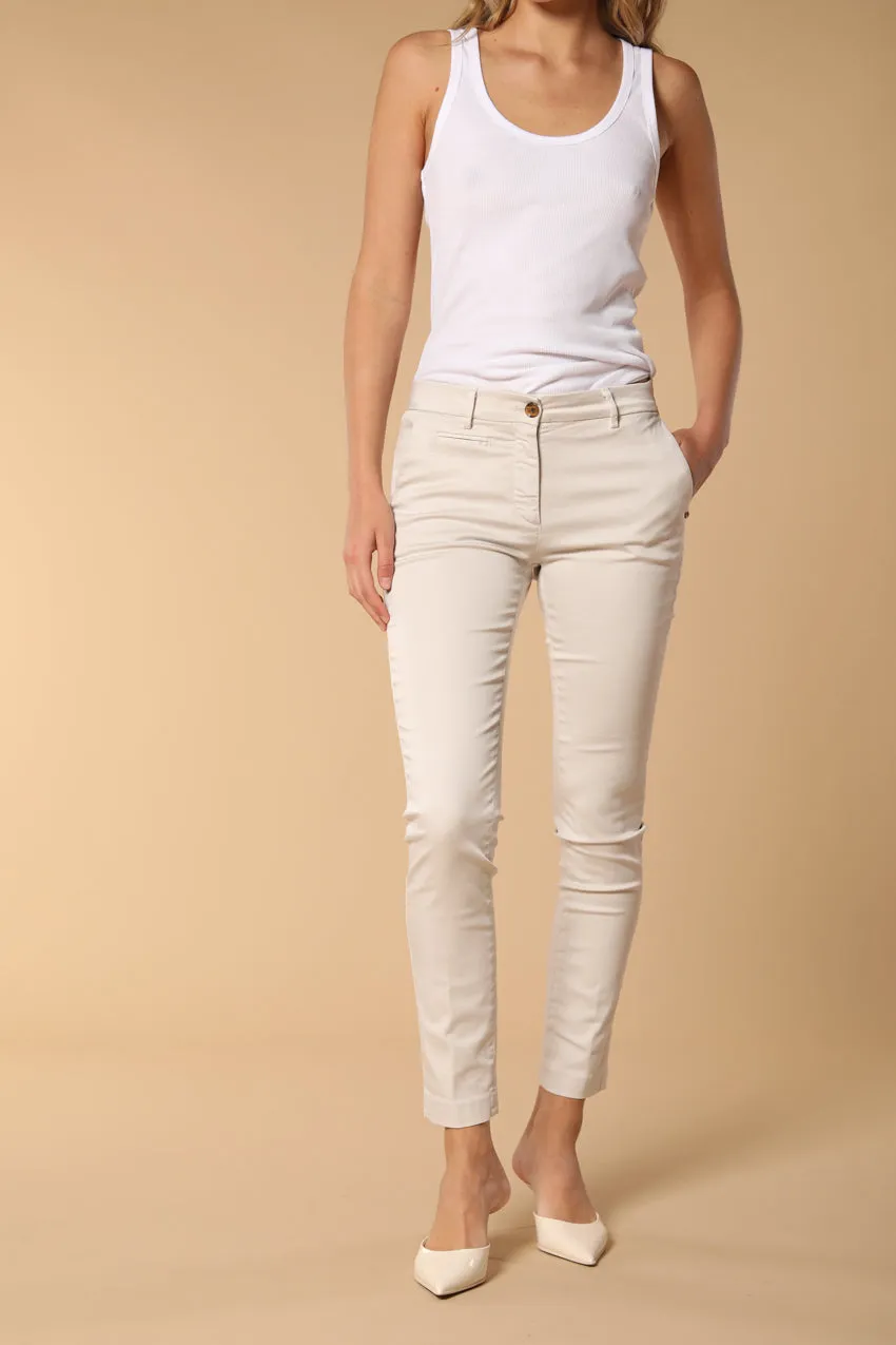 New York Slim women's chino trousers in stretch satin slim fit ① sold by Mason's