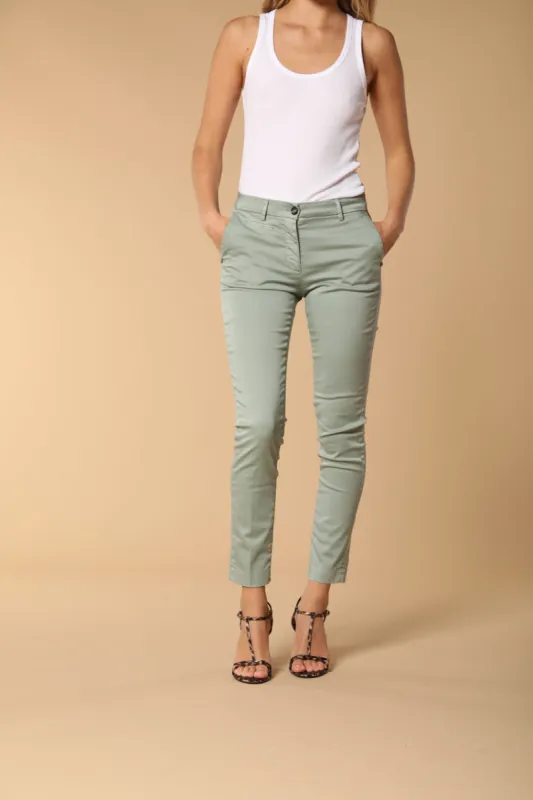 New York Slim women's chino trousers in stretch satin slim fit ① sold by Mason's