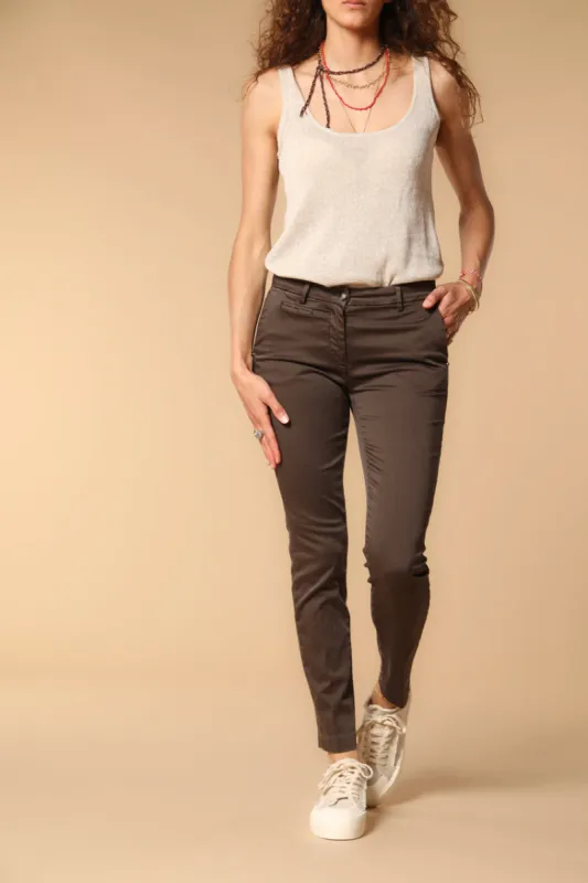 New York Slim women's chino trousers in stretch satin slim fit ① sold by Mason's