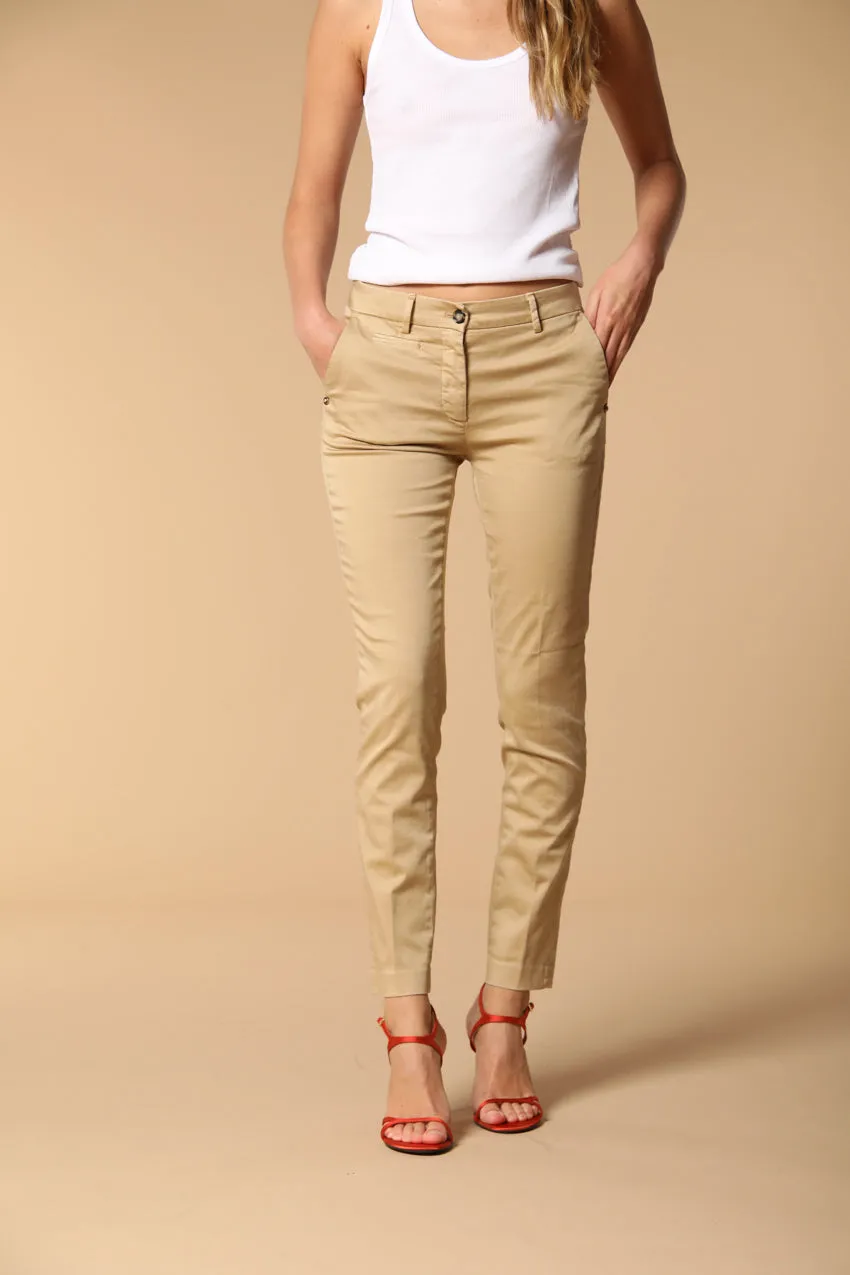 New York Slim women's chino trousers in stretch satin slim fit ① sold by Mason's