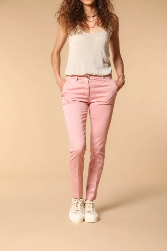 New York Slim women's chino trousers in stretch satin slim fit ① sold by Mason's