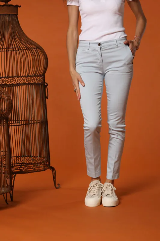 New York Slim women's chino trousers in stretch satin slim fit ① sold by Mason's