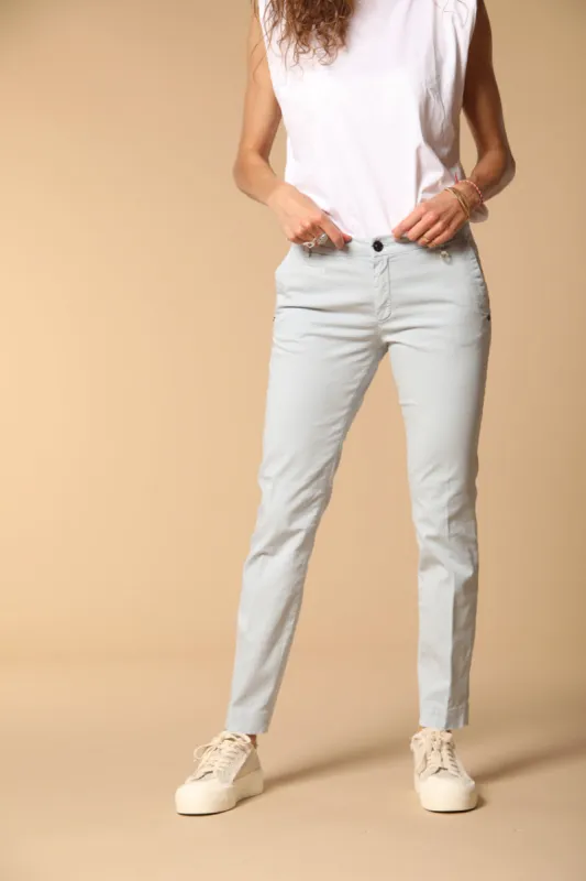 New York Slim women's chino trousers in stretch satin slim fit ① sold by Mason's