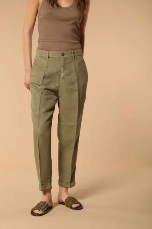 Linda Summer women's chino jogger pants in woven mat fabric relaxed fit sold by Mason's
