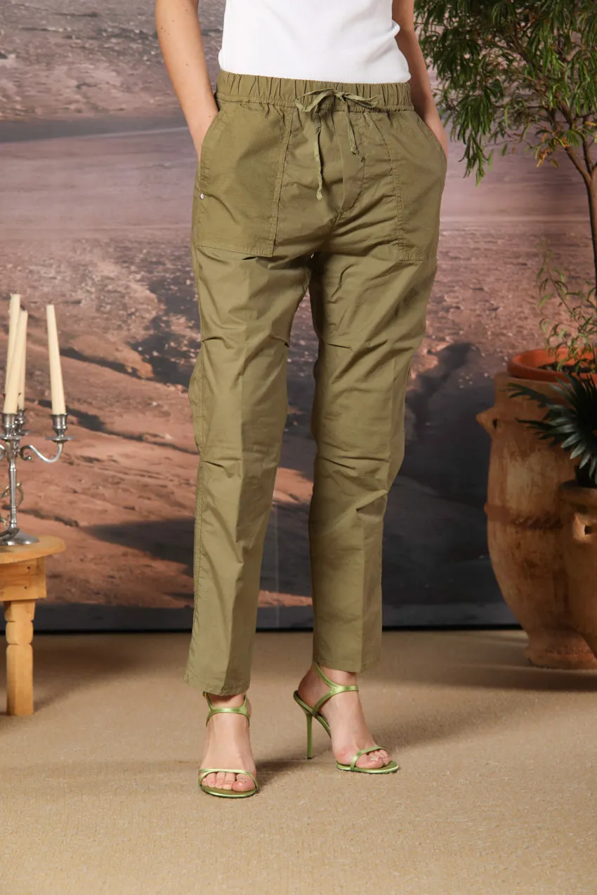 Fatique Jogger women's cargo pants in parachute canvas with a tencel and cotton blend carrot fit sold by Mason's
