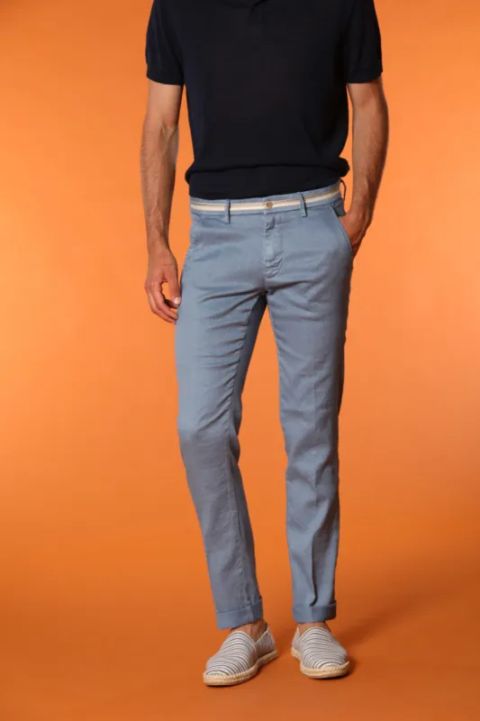 Torino Oxford men's chino pants in linen and cotton twill slim fit sold by Mason's