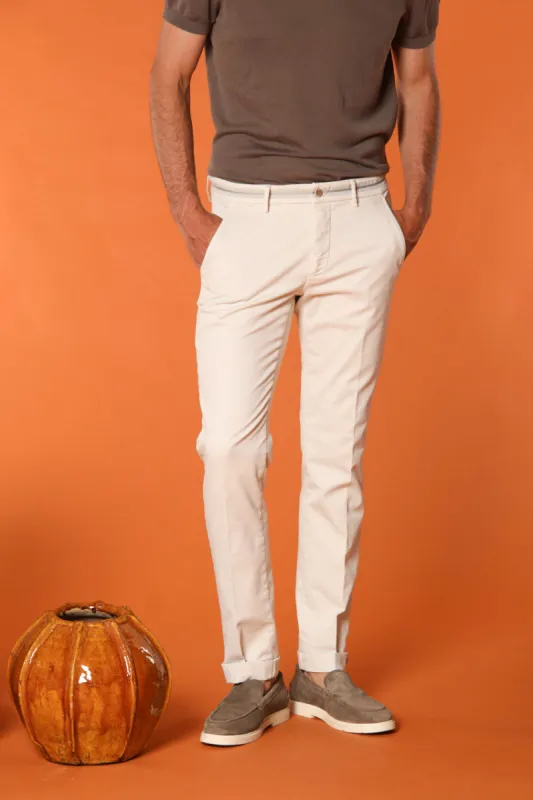 Torino Elegance men's chino pants in fine cotton and lyocell tricot slim fit sold by Mason's