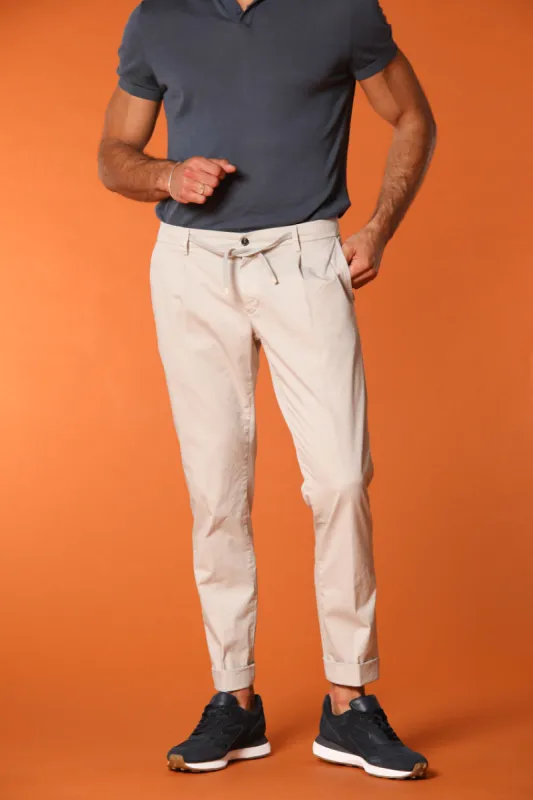 New York 1 Pinces City String men's pants in lightweight pima cotton twill regular fit sold by Mason's