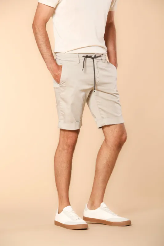 Milano Jogger Travel men's chino jogger bermuda in technical travel satin stretch Slim fit sold by Mason's