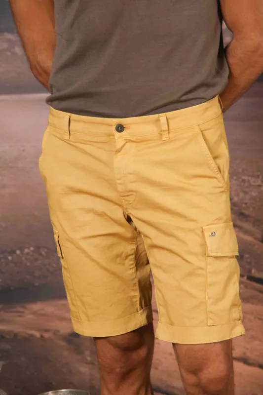 Chile men's cargo bermuda shorts in stretch satin slim fit ① sold by Mason's