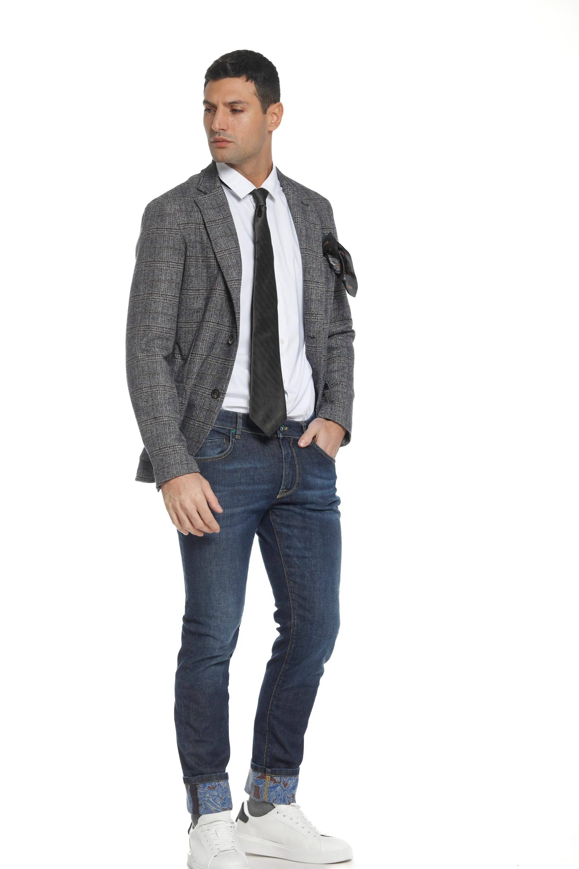 Harris 5-pocket man denim pant with patterned details slim sold by Mason's product image thumbnail 2