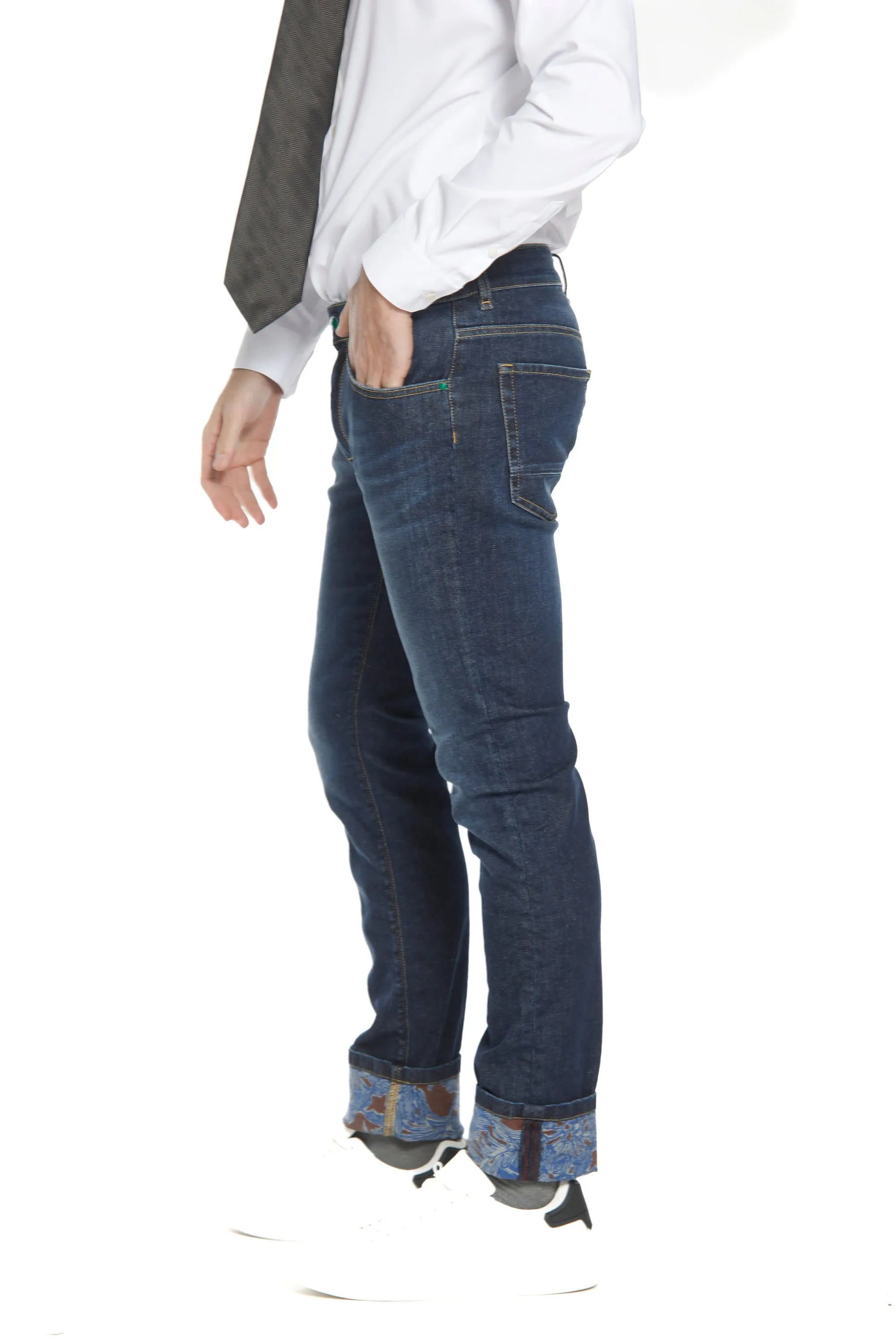 Harris 5-pocket man denim pant with patterned details slim sold by Mason's product image thumbnail 5