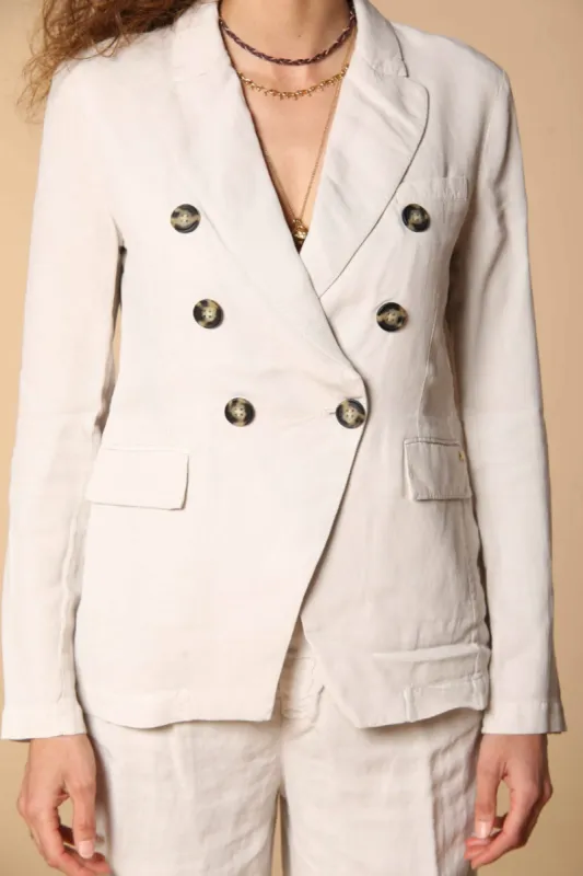 Caroline woman's double-breasted blazer in tencel and linen sold by Mason's