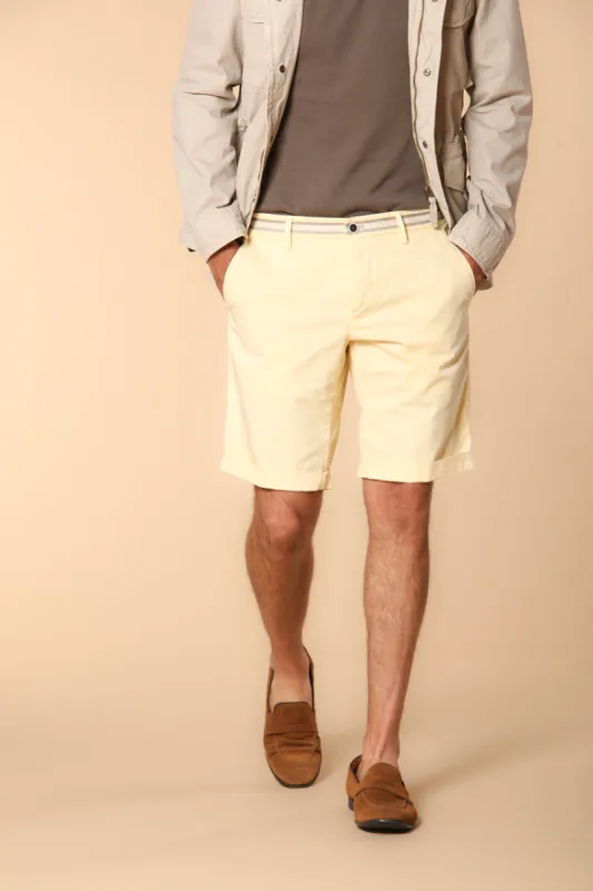 Torino Summer men's chino bermuda shorts in stretch satin, slim fit sold by Mason's