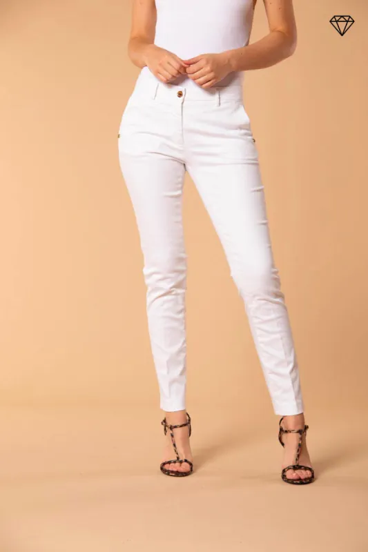 New York Slim women's chino trousers in stretch satin slim fit ① sold by Mason's