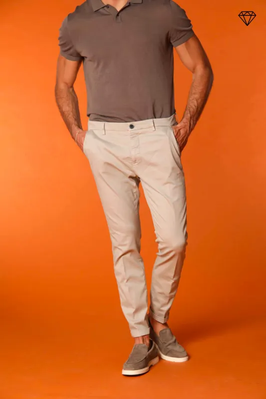 Osaka men's chino pants in fine cotton and tencel tricotine carrot fit ① sold by Mason's