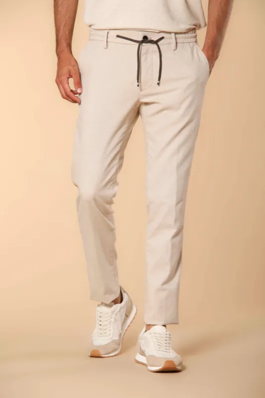 Milano Jogger men's jogger chino pants in micro structured jacquard pattern extra slim fit sold by Mason's