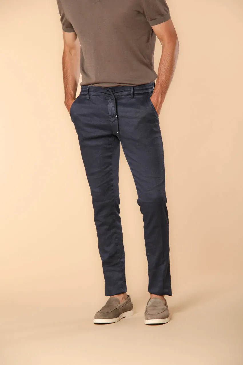 Milano Jogger men's pants in linen and cotton twill extra slim fit sold by Mason's