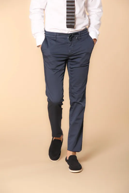 Milano Jogger Travel men's jogger chino pants in technical travel stretch satin extra slim fit sold by Mason's