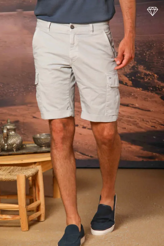 Chile men's cargo bermuda shorts in stretch satin slim fit ① sold by Mason's