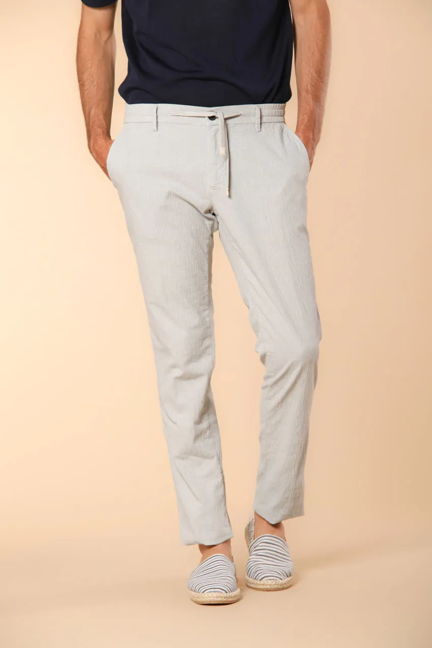 Milano Jogger men's jogger chino pants in micro star print seersucker extra slim fit sold by Mason's