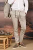 Milano Jogger men's pants in linen and cotton twill extra slim fit sold by Mason's