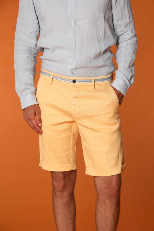 Torino Oxford men's chino bermuda shorts in linen-cotton twill slim fit sold by Mason's