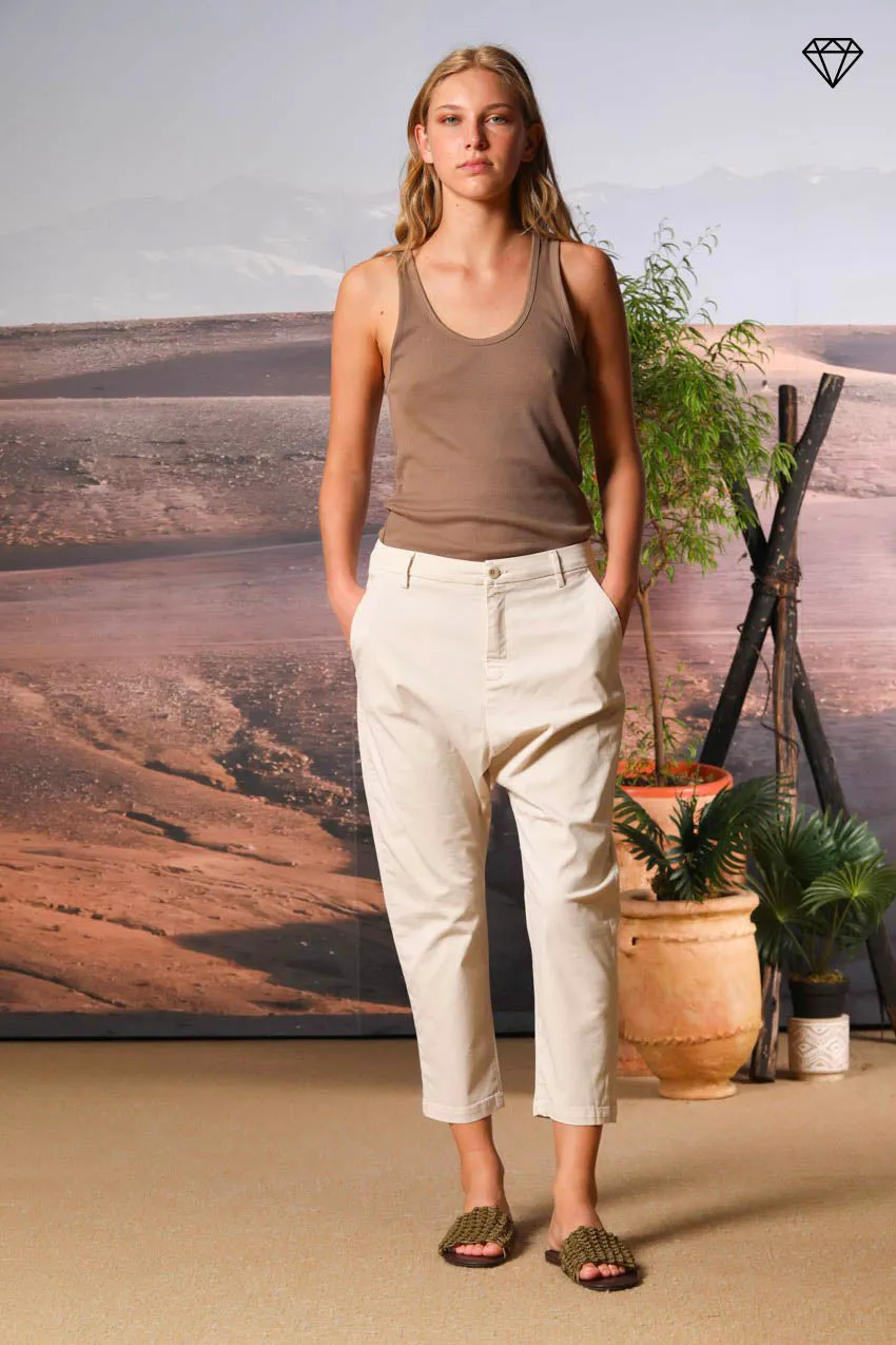 Malibu Jogger women's chino pants in gabardine carrot fit ① sold by Mason's