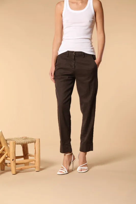 New York Carrot women's chino pants in cotton and linen twill carrot fit sold by Mason's