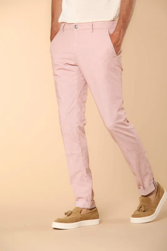 Milano men's chino pants in cotton and tencel blend with micro-pattern extra slim fit ① sold by Mason's