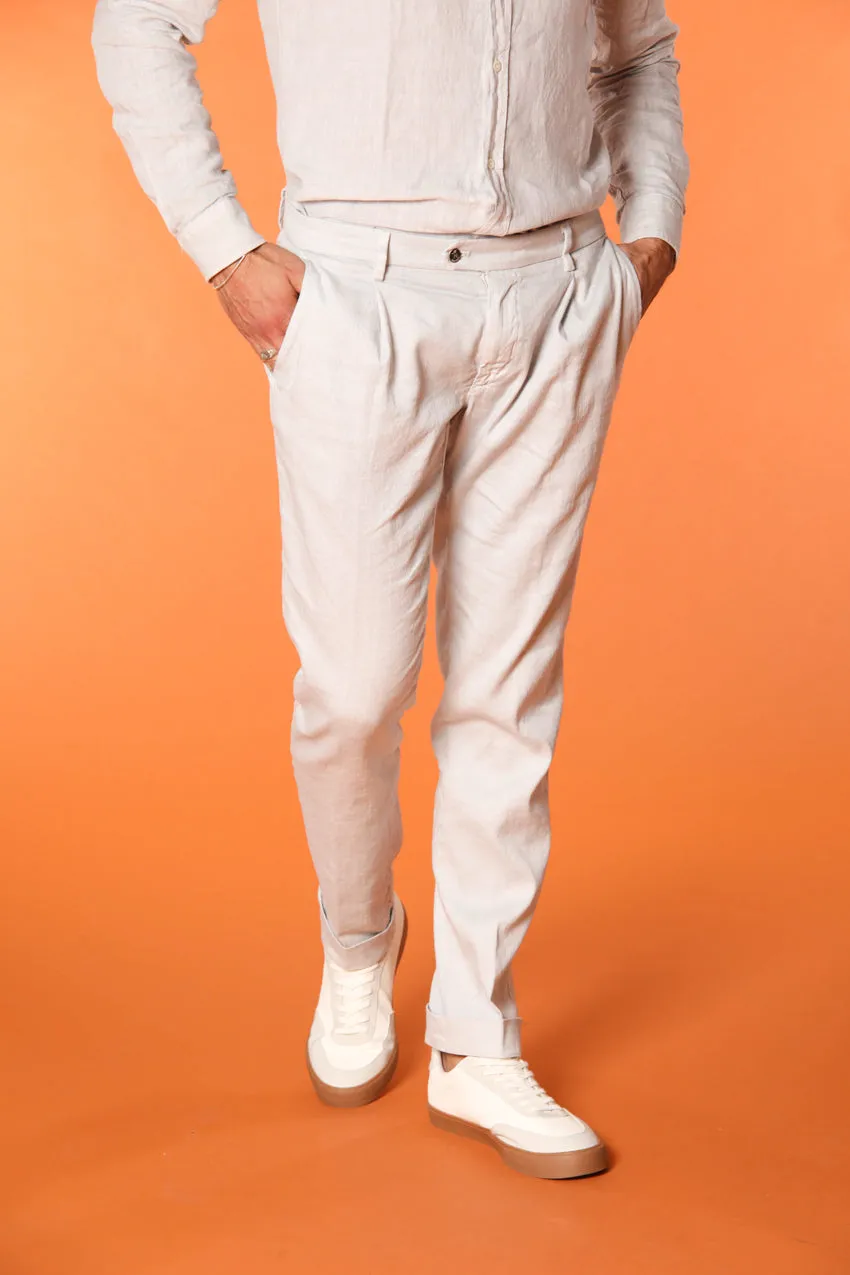 New York Time 1 Pinces men's chino pants in linen and cotton twill regular fit sold by Mason's product image thumbnail 3